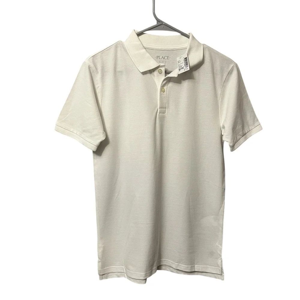 The Childrens Place Kids Boys XL 14 White Uniform Short Sleeve Polo Shirt NWT‎